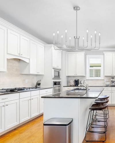 Yunnix 10 Light Brushed Nickel Chandelier, 33" Extra Large Modern Farmhouse Hanging Fixture - Sleek Silver Chandelier Dining Room Light for Kitchen Island, Living Room, Hall, Foyer - Thumbnail 3