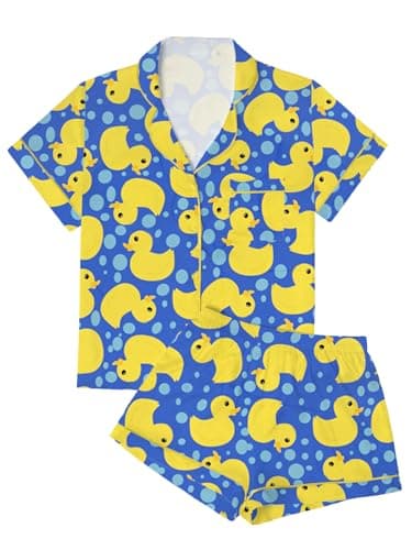 GKBK Womens Satin Pajamas Set Button Down 2 Piece Silk Pjs Shorts Sleeve Loungewear Sets Sleepwear Yellow Duck S - Image 1