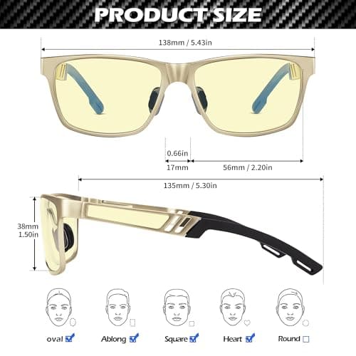 ANYLUV Blue Light Glasses Men, Relieve Eyestrain and Eye Protection, Al-Mg Metal Computer Blue Light Blocking Glasses - Thumbnail 4
