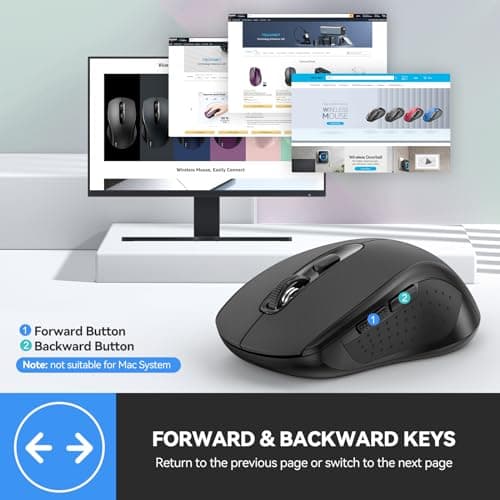 TECKNET Bluetooth Mouse, 4000DPI Wireless Mice for Laptop 2-in-1(BT 5.0/3.0+2.4Ghz) Computer Portable PC Mouse Wireless with USB Receiver for Mac (USB-A+Bluetooth, Black) - Thumbnail 6