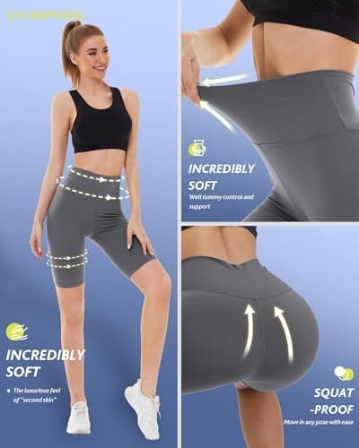 CAMPSNAIL 4 Pack Biker Shorts for Women High Waist - 5"/8" Tummy Control Soft Athletic Yoga Workout Running Gym Shorts - Thumbnail 3