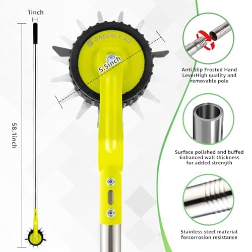 G GREENLY-AG 58-Inch Manual Edger Lawn Tool, Wheel Rotary Edger - Thumbnail 6