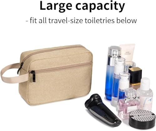 HFLYJPYW Toiletry Bag for Men, Travel Toiletry Organizer Kit Water-resistant Shaving Bag for Toiletries Accessories, Door Room Essentials, Black-medium (khaki) - Thumbnail 4