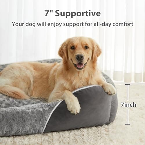RRPETHOME XL Dog Beds Extra Large Sized Dog,Washable Rectangle Dog Bed for XL Dogs,Orthopedic Pet Bed with Anti-Slip Bottom for Extra Large Dogs,Grey,42"x30"x7" - Thumbnail 5