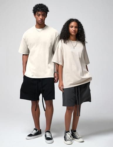 Yimoon Oversized Tshirts for Women Acid Wash Cotton Tee Shirts Baggy Boyfriend Vintage Streetwear Tops(Greykhakibeige-S) - Thumbnail 6
