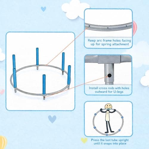 55" Trampoline for Kids with Enclosure, 4-in-1 Toddler Trampoline Indoor Outdoor, 440lbs Capacity Upgrade Trampolines with Adjustable Gymnastics Bar & Toys, for Boys & Girls, Easy to Assemble - Thumbnail 2