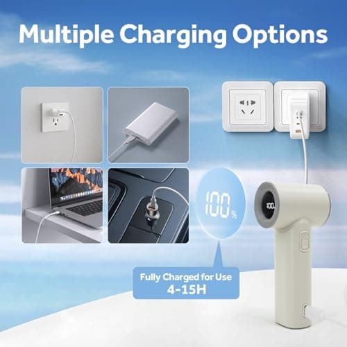 Portable Handheld Turbo Fan, 5 Gear Wind, LED Display, 4500mAh USB Rechargeable Hand Held Personal Fan, 15H Max Cooling Time, Suitable for Travel/Camping/Outdoor/Music Festival Summer Pocket Mini Fans - Thumbnail 5