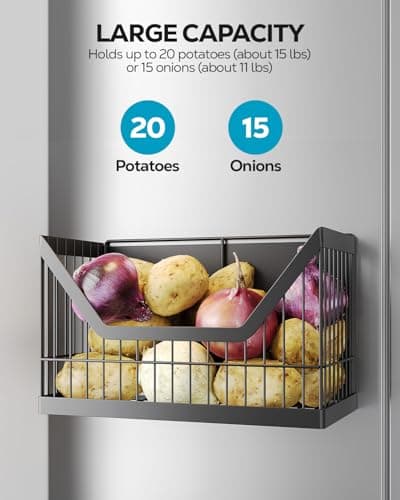 Nieifi Magnetic Laundry Organizer, Onion Potato Storage, Magnetic Fridge Organizer 4 Pack - Fruit & Vegetable Storage Basket with Utensils Racks, Paper Towel Holder for Kitchen, Laundry Room - Thumbnail 3