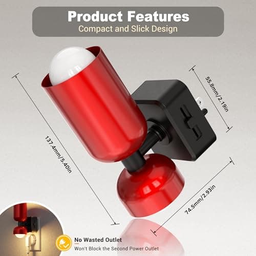 JandCase Night Light, Night Lights Plug Into Wall, 3000K Warm White, 0-100LM Adjustable Brightness, Dusk to Dawn Sensor, Plug in Night Light for Bedroom, Stairway, Bathroom, Hallway - Thumbnail 4