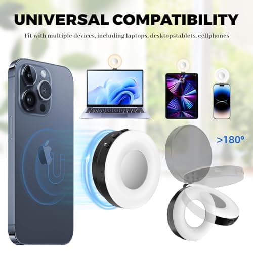 Magnetic Selfie Light, Phone Selfie Ring Light Compatible with iPhone Magsafe, 3-in-1 Magnetic Beauty Selfie Light for Phones with Mirror for Selfies/Photography/TikTok/Zoom Calls/Video Conference - Thumbnail 5