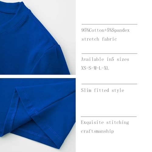Abardsion Cotton Basic Tees for Women Spring Outfits Tops 2026 Short Sleeve Crewneck Slim Fit T Shirts (Royal Blue, M) - Thumbnail 6