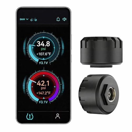 Hyphoon Motorcycle Tire Pressure Monitoring System, Bluetooth TPMS for Motorcycles – Real-Time Tire Pressure & Temperature Monitor with Dual External Valve-Stem Sensors, Waterproof Wireless TPMS (2) - Image 1