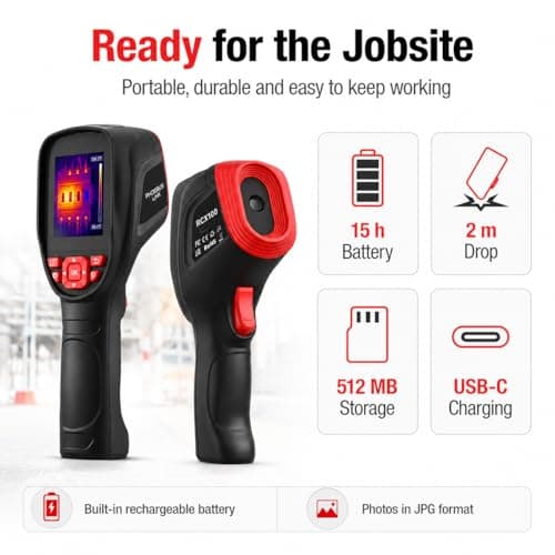 phonebus Link RCX100 Handheld Thermal Imaging Camera, 320x240 TISR Enhanced (160x120 IR), 2.8" 500-Nit Screen Infrared Imager, -4°F to 1022°F, 25Hz, Pro Tool for Home Inspection, HVAC, Electrical - Thumbnail 6