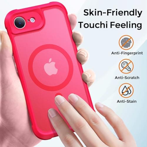 Thomo Magnetic for iPhone 17e Case/iPhone 16e Case, [Full Camera Protection] [Compatible with Magsafe] Military-Grade Shockproof, Anti-Fingerprint Translucent Matte Phone Case,Red - Thumbnail 6