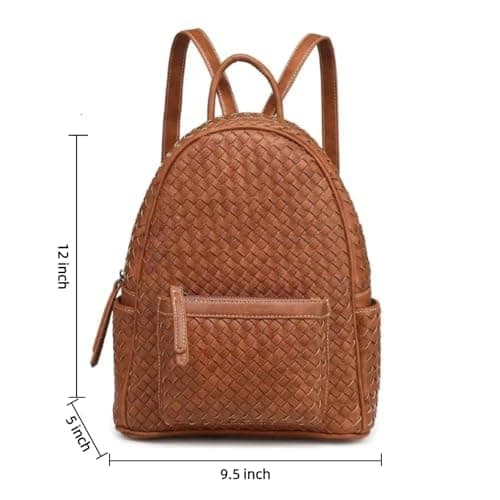 SHOMICO Mini Woven Backpack Purse for Women Trendy Daypacks Stylish Backpack Women's Fashion Handbag for Easter Egg Hunt, Spring Travel Vacation, Easter Gift (Small Camel Woven) - Thumbnail 6