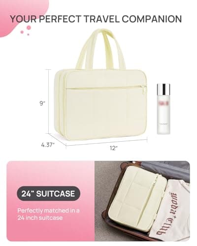 Telena Travel Toiletry Bag with Jewelry Organizer for Women, Puffy Hanging Makeup Bag Lightweight Cosmetic Bag Organizer for Travel Essentials - Thumbnail 3