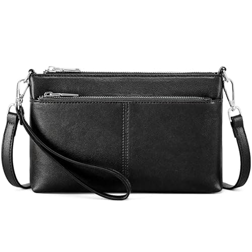 Kiss Sea Wristlet Wallet for Women Small Crossbody Bags Vegan Leather Shoulder Handbag for Women, Black - Image 1