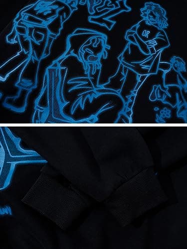 Aelfric Eden Mens Graphic Oversized Hoodie Cartoon Character Print Streetwear Casual hoodies y2k Hooded Sweatshirt - Thumbnail 5