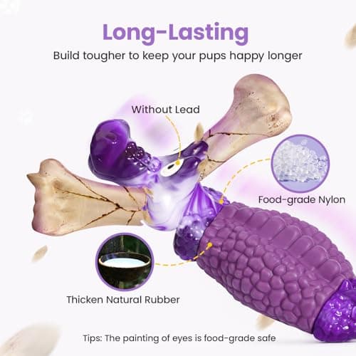 HGB Tough Dog Chew Toys for Aggressive Chewers, Squeaky Indestructible Dog Toy for Large Dogs to Keep Them Busy & Reduce Boredom for Small, Medium, Large Breed, Bacon Flavor - Thumbnail 4