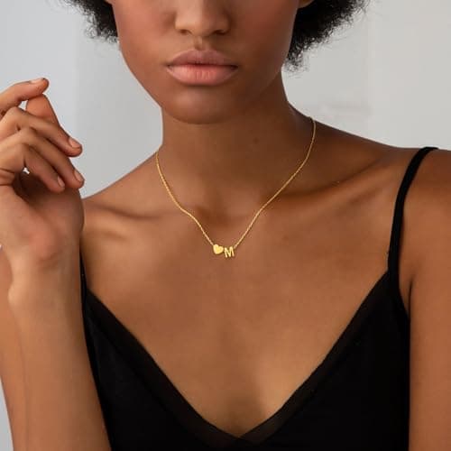 JNZSSWHJJH Initial Necklaces for Women, 18K Gold Plated Letter S Initial Necklace Heart Necklace Dainty Gold Necklace for Women Gold Jewelry Christmas Gifts for Teen Girls Mom Grandma Daughter Sister - Thumbnail 2