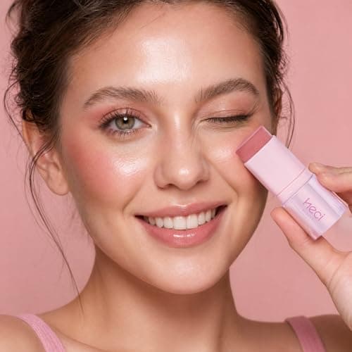 HECI BEAUTY Blush Stick for Cheeks, Korean Blush with Soft Satin Matte Glow, Lightweight Cream-to-Powder Texture, Heart-Shaped Stick Blush, Long-Lasting, SPICY, 0.25 oz - Thumbnail 5