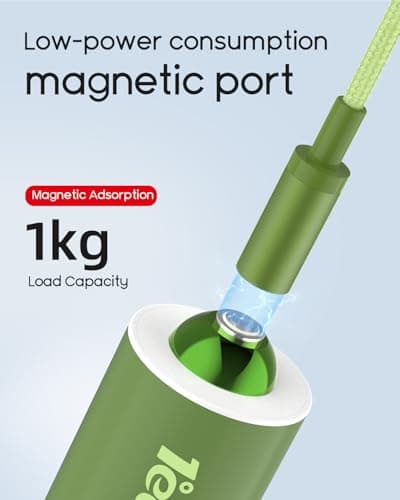 Magnetic for iPhone Charger, 1°edo GaN 30W Fast USB C Charger Block, PD 3.0 QC 4.0 Foldable with 6FT Cable Magnetic Fast Charger for iPhone 17/16 and More Series, Samsung Galaxy, iPad (Green) - Thumbnail 6