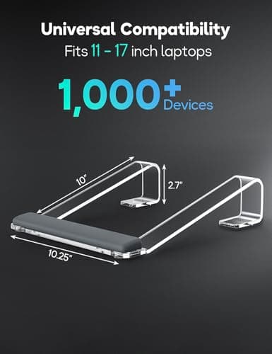 JCZT Clear Acrylic Laptop Stand for Desk, with Wrist Rest, Ergonomic Detachable Mount Compatible with 10-17'' All Laptops Such as MacBook Air Pro/HP/Dell/Lenovo - Thumbnail 5