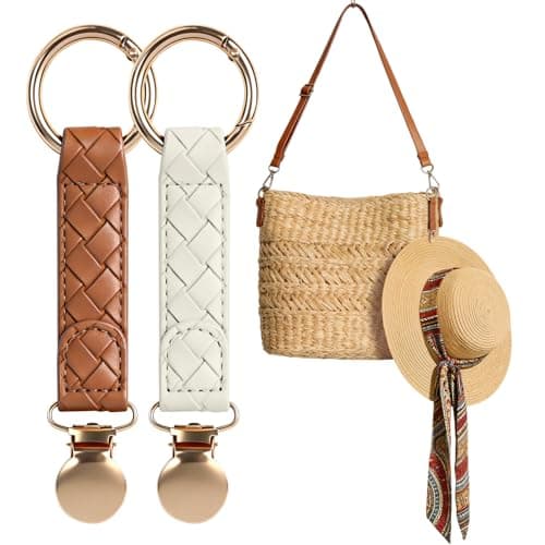 Niveaya Hat Clip for Travel 2Pcs, Sleek Woven Design with Durable Metal Clip, Secure Hat Holder for Straw Sun Hats & Baseball Cap on Bag Purse Backpack Luggage, Chic Beach Cruise Travel Essentials - Image 1