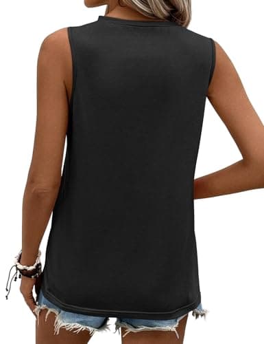 JUSTFASHIONNOW High Neck Tank Tops for Women Dressy Casual Flowy Top Cute Sleeveless Shirts 2026 Summer Trendy Outfits(Black,XX-Large) - Thumbnail 5