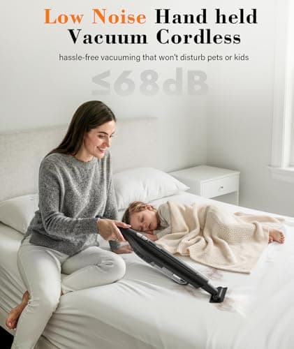 CUIOFREE Handheld Vacuum Cordless,24KPA High Power Car Vacuum with Brushless Motor,LED Light,Charging Dock,Rechargeable Hand Held Vacuum Cleaner with Reusable Filter for Car,Home,Office,Pet Pair,Black - Thumbnail 5