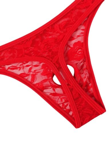 Avidlove Mens Lace Underwear Briefs Open Front Panties Low Rise Sexy Bikini Briefs Underwear 1-3 Pack - Thumbnail 6
