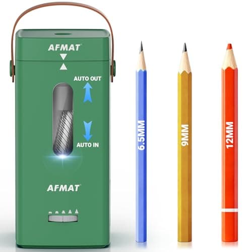 AFMAT Electric Pencil Sharpener, Fully Automatic Pencil Sharpener, Auto in & Out, Rechargeable Hands-Free Sharpeners for Jumbo & Colored Pencils (6.5-12mm), Portable for Home/Classroom/Office PSC6