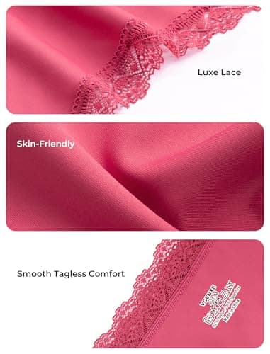 voenxe Seamless Thong for Women,No Show Lace Underwear,Ladies Breathable Comfort Panties Soft Gym Sport Undies,Tanga,5-Pack Assorted - Thumbnail 5