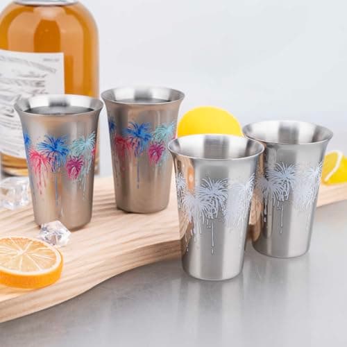 TJ Stainless Steel Metal Cups, Color Changing Stainless Steel Drinking Cups, Reusable Party Cup, Set of 1, 5 oz - Thumbnail 6