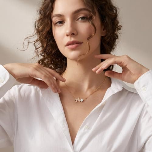 Helirose Heart Necklace for Women, Gold Necklace 18K Gold Plated, Dainty Romantic Heart Pendant, Hypoallergenic Jewelry, Birthday Gifts for Women, Mothers Day Gifts, Gift Box & Message Card (White) - Thumbnail 2