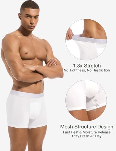gagli Men's Underwear Pack, Modal Boxer Briefs, Breathable Underwear for Men, Ultra Soft & Comfortable & Moisture-wicking White - Thumbnail 3