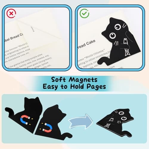 10Pcs Magnetic Bookmarks Cute Black Cat Bookmark, Mothers Day Gifts, Black Cat Gifts for Reading Women, Bookish Gift for Book Lovers, First Mothers Day Gift for New Mom - Thumbnail 3