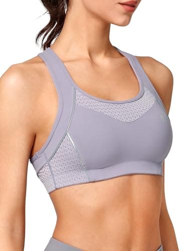 Yvette Sports Bras for Women High Impact Support Racerback Sports Bra Plus Size No Underwire for Running Workout, Blue Purple,XL - Image 1