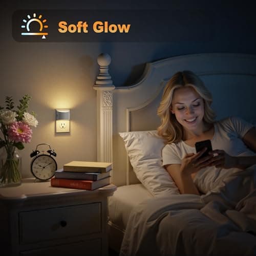 JandCase Night Light, Automatic Night Lights Plug into Wall,2 Pack Dusk to Dawn Sensor Nightlight, 3000K Soft White Brightness Adjustable Nightlight for Kids Bedroom Hallway Kitchen Decor - Thumbnail 5
