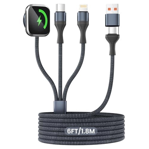 Firsting Travel Essentials,3 in 2 USB A/C Cable for Watch Charger/iPhone 17 Charger/IP Cable Designed for iWatch Chargers, Multi Charging Cable Compatible with iPhone 17-11/iWatch 11-1/ultra/se 6FT - Image 1
