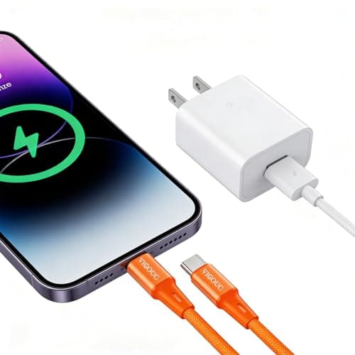 VIGOUC USB C to USB C Cable, 65W 3.3 FT 2Pack Type C Cable Fast Charging Cable for iPhone 17 Series, Samsung Galaxy, for MacBook/iPad (Orange) - Thumbnail 2