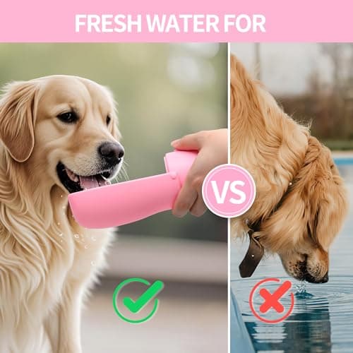 VEPOUYU Portable Dog Water Bottle 10oz Pink - Thumbnail 6