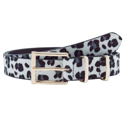 EONTISO Women's Leopard Belt, Cheetah Print Animal Pattern, Gold Buckle, Fashion Accessory for Jeans Dress, White S - Thumbnail 3