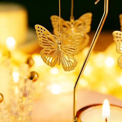 Spinning Candle Holder, Rotating Carousel Tealight Candle Holder, Unique Birthday Gift for Women, Mom, Sister, Friends, Christmas, Valentine's Day (Butterfly) - Thumbnail 5