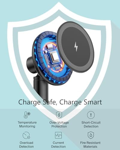 Mag Safe Charger Stand for iPhone 17/Air/16/15/14/13/12,15W Fast Charging,Wireless Charging Pad Compatible with MagSafe Suitable for Desk or Nightstand (No Adapter/Angle Fixed) - Thumbnail 4
