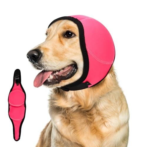 Dog Ear Muffs Noise Protection, Wraps Cover for Dogs Bath Grooming, Adjustable Dog Calming Hoodie Hematoma Anxiety Firework Thunder, Waterproof Dogs Shower Cap Drying Swimming Bathing (LP)