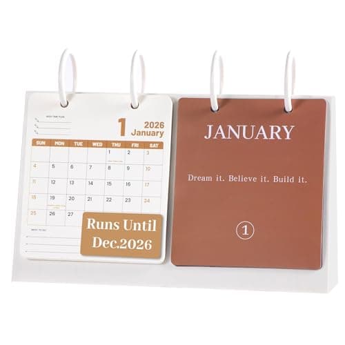 Bibiage Small Desk Calendar 2025-2026, Dec 2025 to Dec 2026, Monthly Decorative Flip Calendar for Desk with Motivational Quotes, Cute Desk Decor, Office Supplies, 10" x 6", White