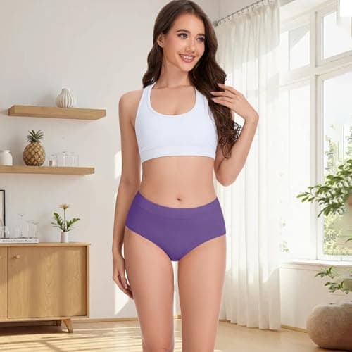 Migbean Womens Underwear Full Coverage Briefs Ladies Breathable Postpartum Panties Comfy Underpants 5 Pack - Thumbnail 3