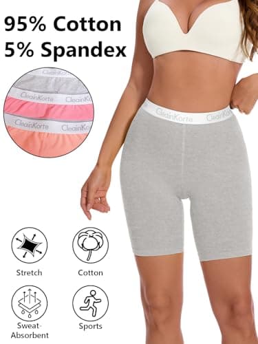 CleainKorte Womens Boy Shorts Underwear Cotton Anti Chafing Boxers Briefs High Waisted Boyshorts Panties Strech 3 Pack Multicolor M - Thumbnail 5