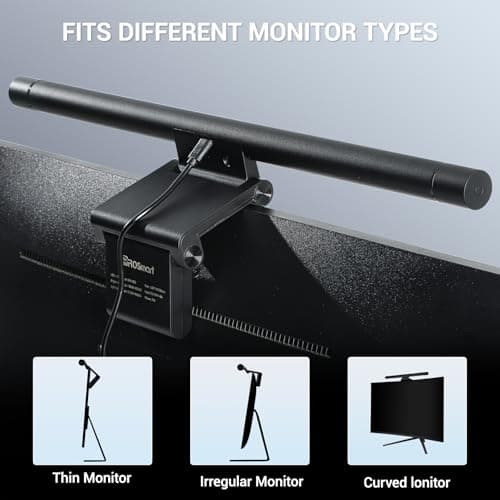 PROSmart Monitor Light Bar, Computer Monitor Lamp, 250LM No Glare Eye-Care LED Screen Bar, Fit for Curved/Flat Monitor, USB Reading Screenbar for Home/Office/Work/Game - Thumbnail 5